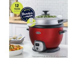 Arrocera multiusos Oster® roja con función sofrito y bandeja de vapor CKSTRC7030R