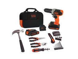 Kit Taladro Atornillador 20v + 54 Piezas Black+decker