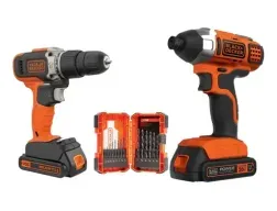 Kit Atornillador De Impacto + Taladro Percutor + Set 14 Pcs